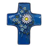 Croix Céramique Florale bleu foncé