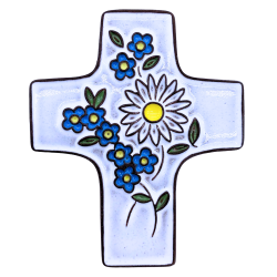 Croix Céramique Florale Blanche