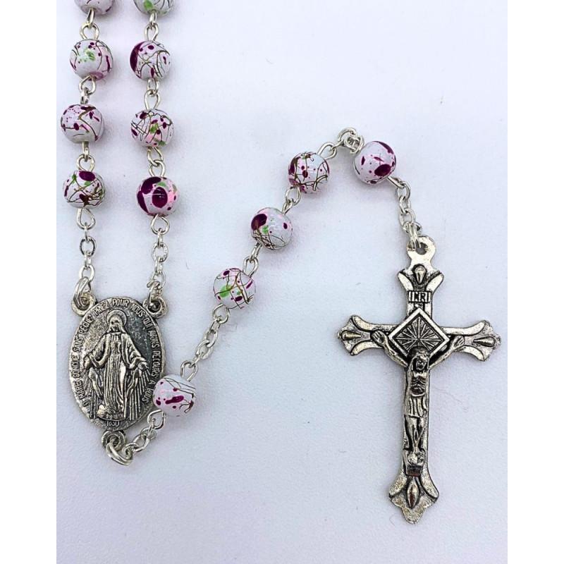 Chapelet en verre blanc