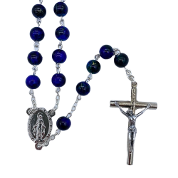Chapelet en verre bleu