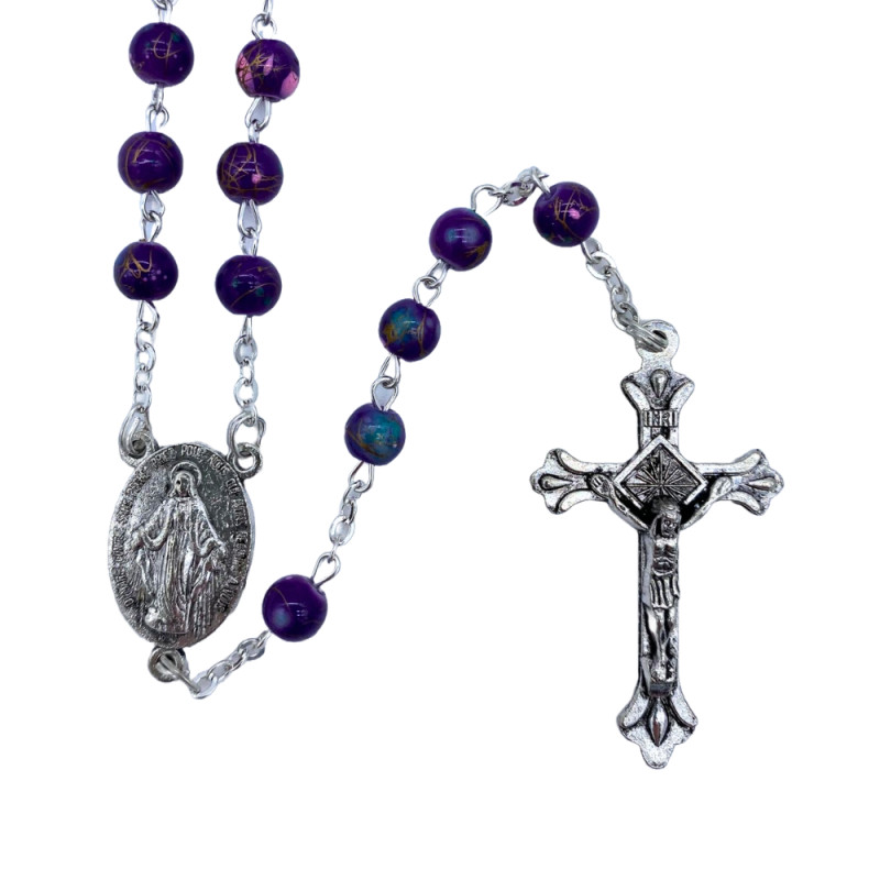 Chapelet en verre Violet | Comptoir Religieux