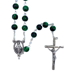 Chapelet en verre vert foncé