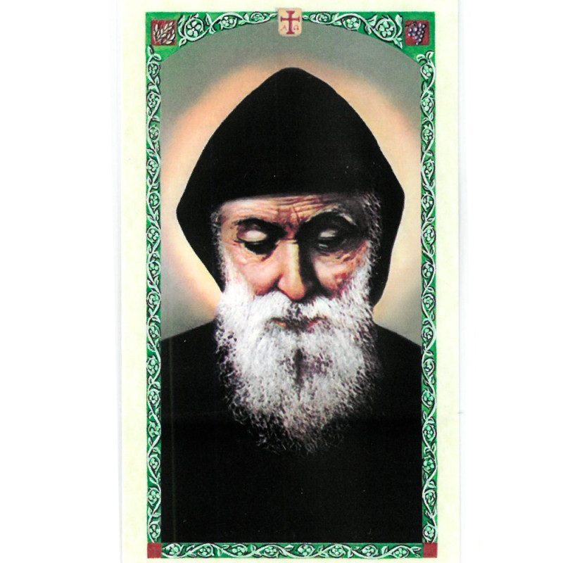 image de Saint Charbel 6x11 cm avec Prière au Verso
