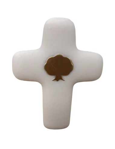 Croix Arbre de vie en pierre d'albâtre avec dorure -  Collection Emany