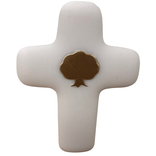 Croix Arbre de vie en pierre d'albâtre avec dorure -  Collection Emany