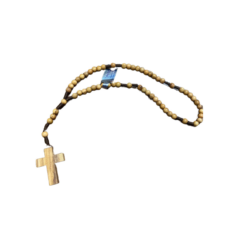 Chapelet en Perles d'Olivier sur Corde sans Christ