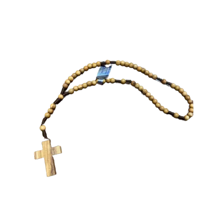 Chapelet en Perles d'Olivier sur Corde sans Christ
