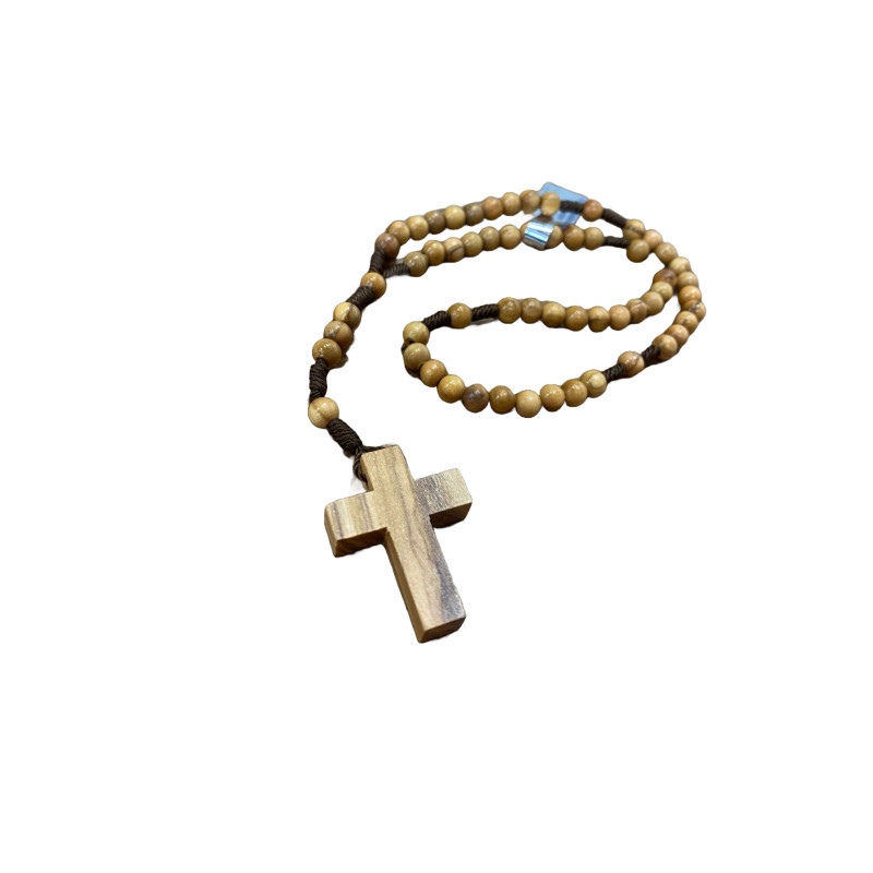 Chapelet en Perles d'Olivier sur Corde sans Christ