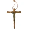 Crucifix en Bois d'Olivier avec Christ en Bronze - 15 cm