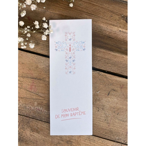 Signet baptême - croix rose et bleu - KIT41
