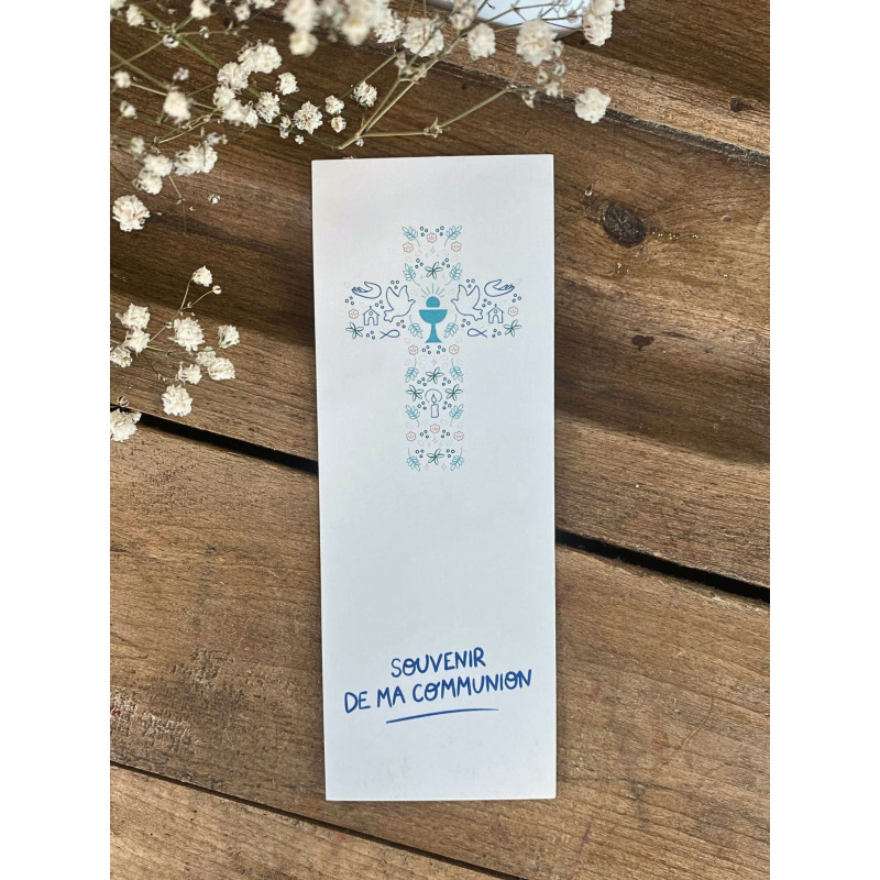 Signets "souvenir de ma communion" bleu - KITSIGNET39