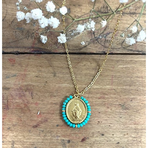 Collier avec Médaille Miraculeuse et Perles