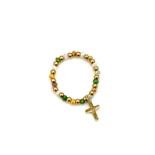 Bague en perles avec Pendentif Croix