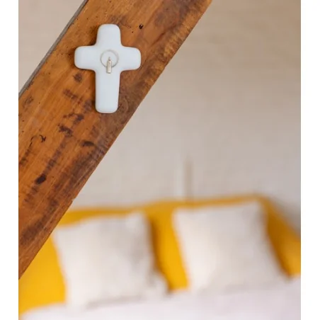 Croix de la lumière en pierre d'albâtre avec dorure - Collection Emany