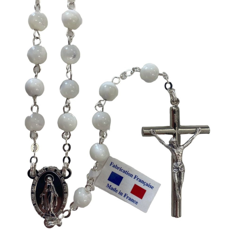 Chapelet de communion argenté en nacre