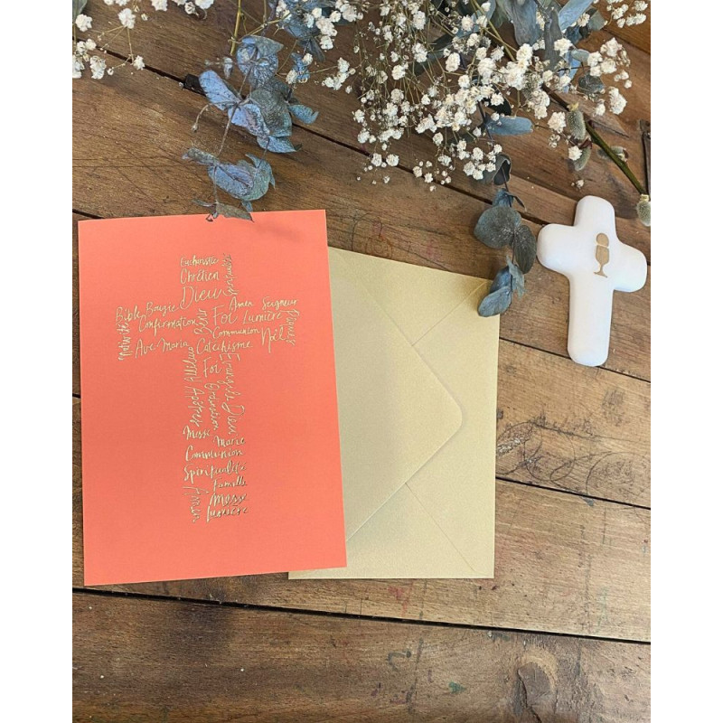 Carte Double Au fil des mots - Croix