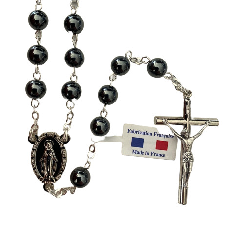 Chapelet en Hématite avec Chaîne Argentée
