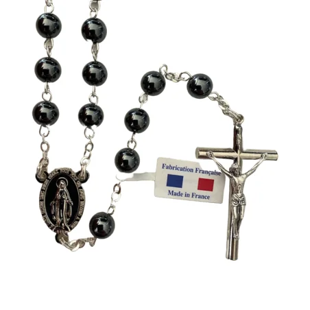 Chapelet en Hématite avec Chaîne Argentée