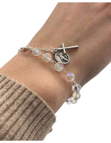 Bracelet Dizainier en perle de verre facettée - blanc