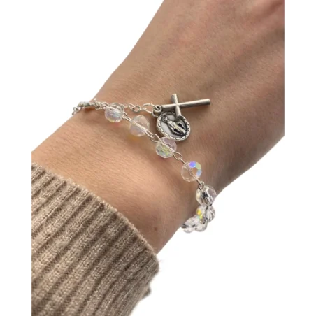 Bracelet Dizainier en perle de verre facettée - blanc