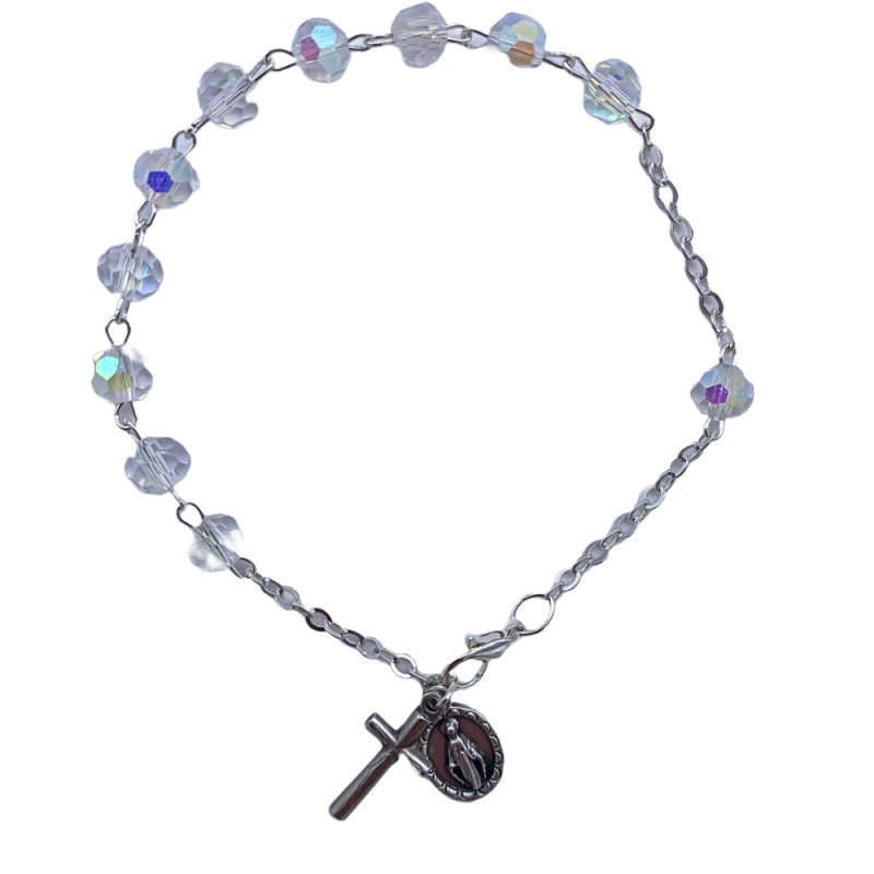 Bracelet Dizainier en perle de verre facettée - blanc
