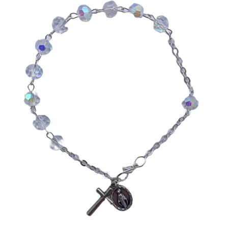 Bracelet Dizainier en perle de verre facettée - blanc