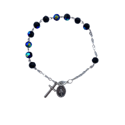 Bracelet Dizainier en perle de verre facettée - Noir