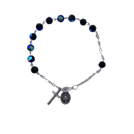 Bracelet Dizainier en perle de verre facettée - Noir