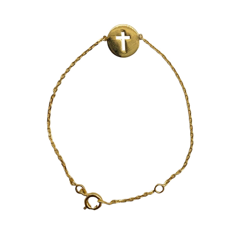Bracelet doré avec médaille croix plaqué or