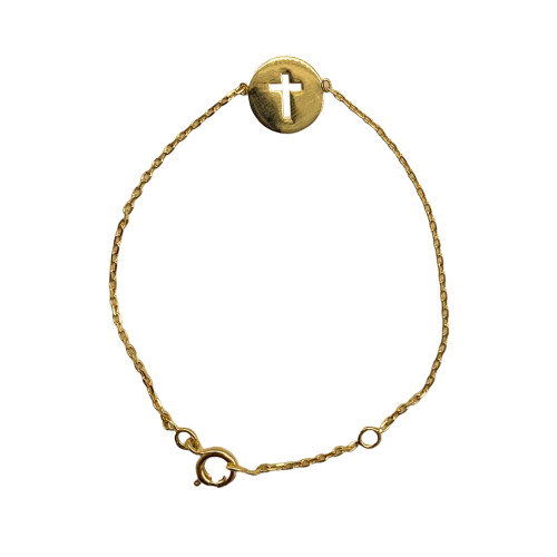 Bracelet doré avec médaille croix plaqué or