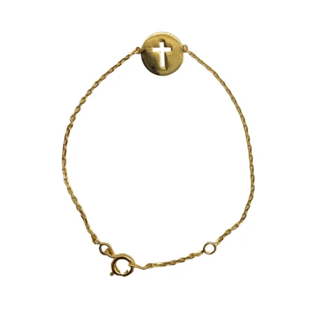 Bracelet doré avec médaille croix plaqué or
