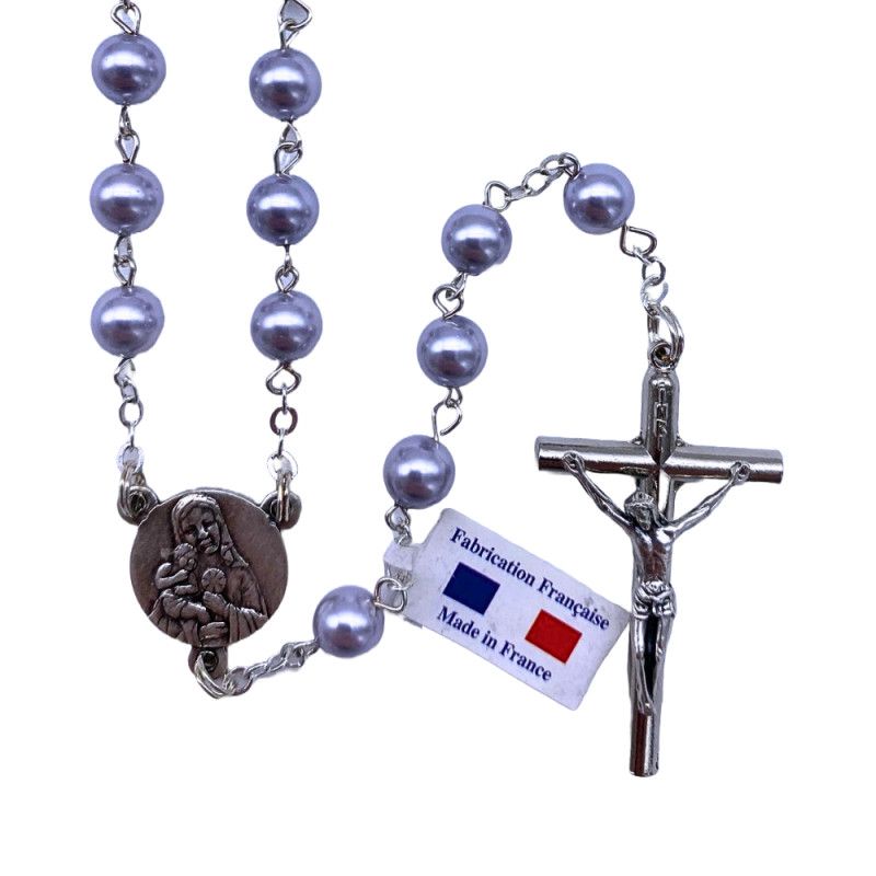 Chapelet en fil argenté avec perles Swarovski lavande