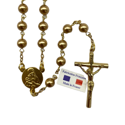 Chapelet en Fil Doré et Perles Dorées Swarovski