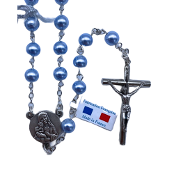 Chapelet en Fil Argenté avec Perles Bleu Brillant Swarovski