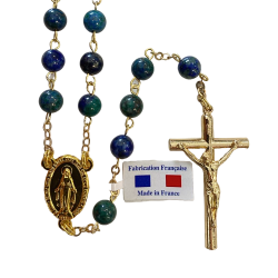 Chapelet en Azurite Malachite sur Chaîne Dorée