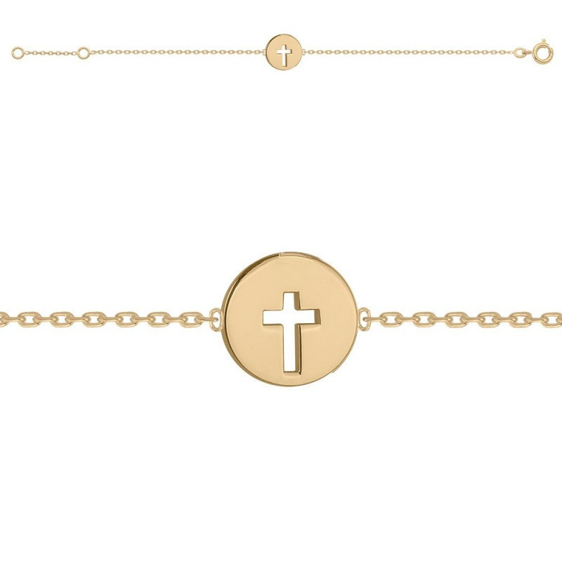 Bracelet doré avec médaille croix plaqué or