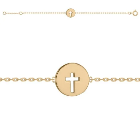 Bracelet doré avec médaille croix plaqué or