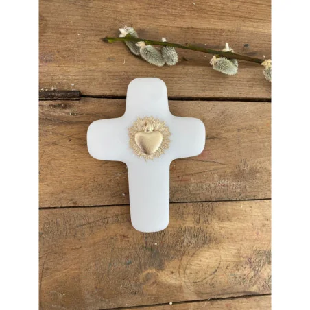 Croix Ex-voto en pierre d'albâtre avec dorure -  Collection Emany