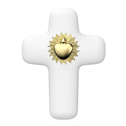 Croix Ex-voto en pierre d'albâtre avec dorure -  Collection Emany