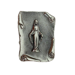 Plaque Auto Argentée Rectangulaire Notre-Dame de Lourdes