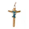 Crucifix en olivier et christ en bronze couleur