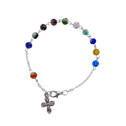 Bracelet en verre Murano chaîne argenté