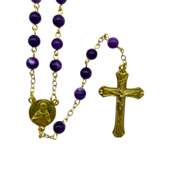 Chapelet en verre Violet en chaine doré | Comptoir Religieux