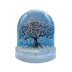 Boule à paillettes argentées - Arbre de Vie bleu