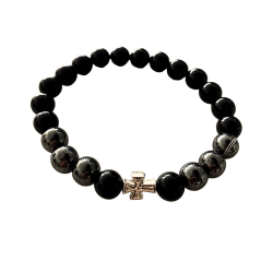 Bracelet noir avec croix pour Homme