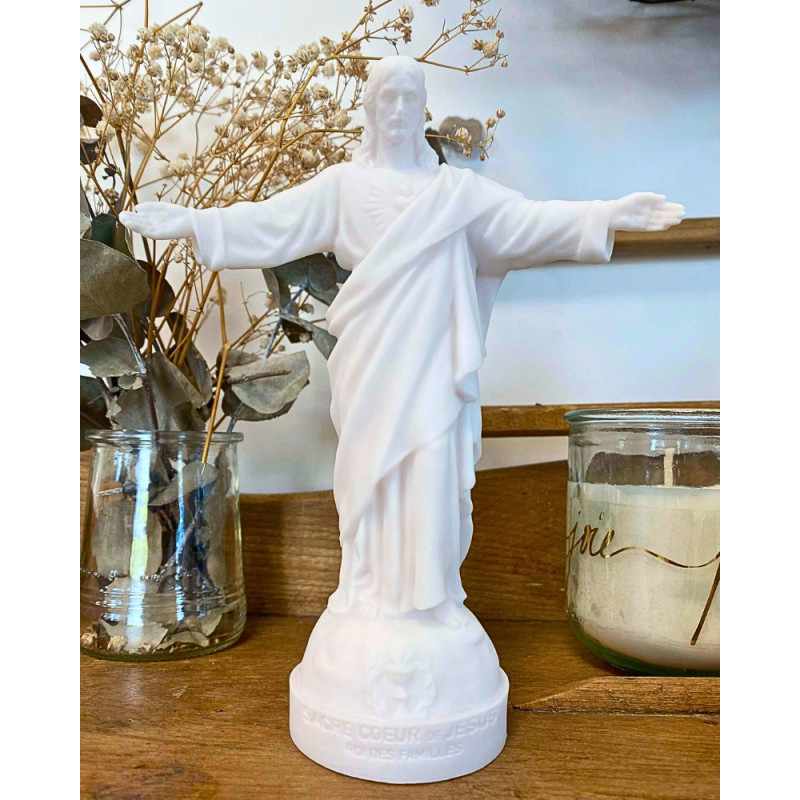 Statue Sacré Coeur des Familles en albâtre - 17cm