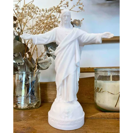 Statue Sacré Coeur des Familles en albâtre - 17cm