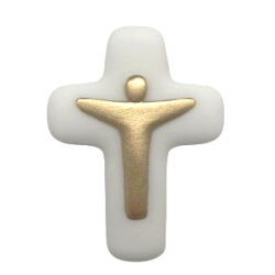 Croix Christ en pierre d'albâtre avec dorure -  Collection Emany