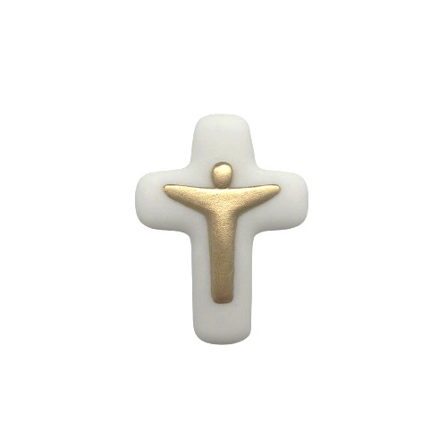 Croix Christ en pierre d'albâtre avec dorure -  Collection Emany
