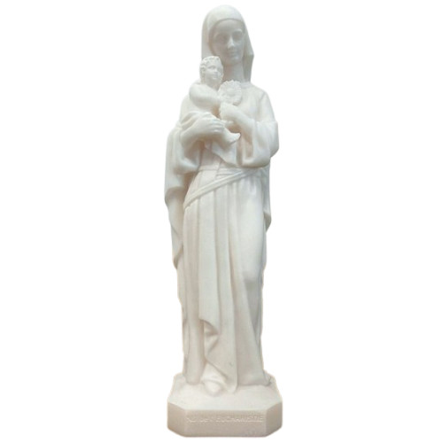 Statue Notre Dame de l'Eucharistie en albâtre - 17cm